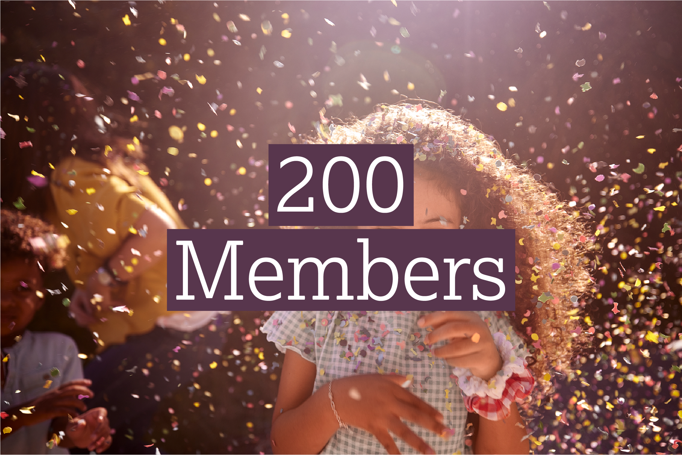Graphic showing '200 members' in bold 