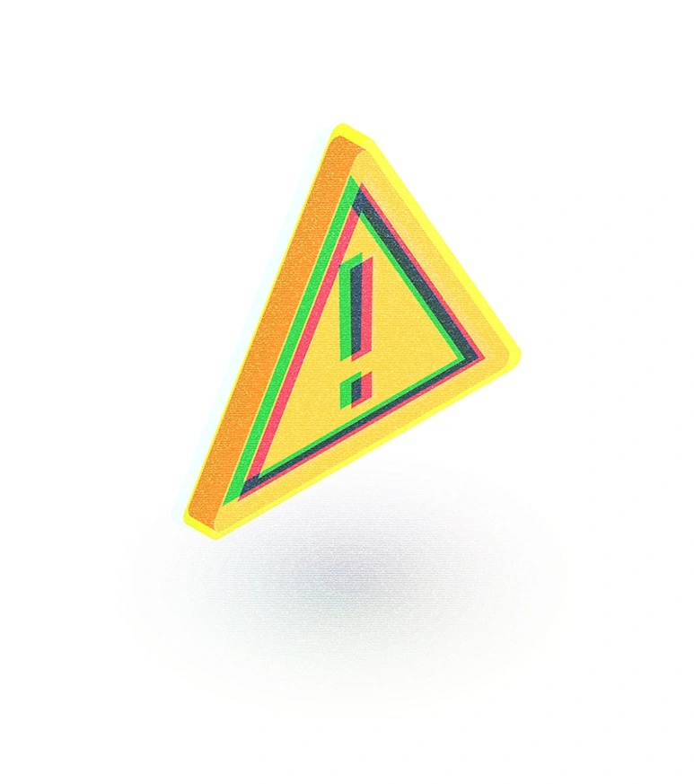 Yellow warning sign with an exclamation mark