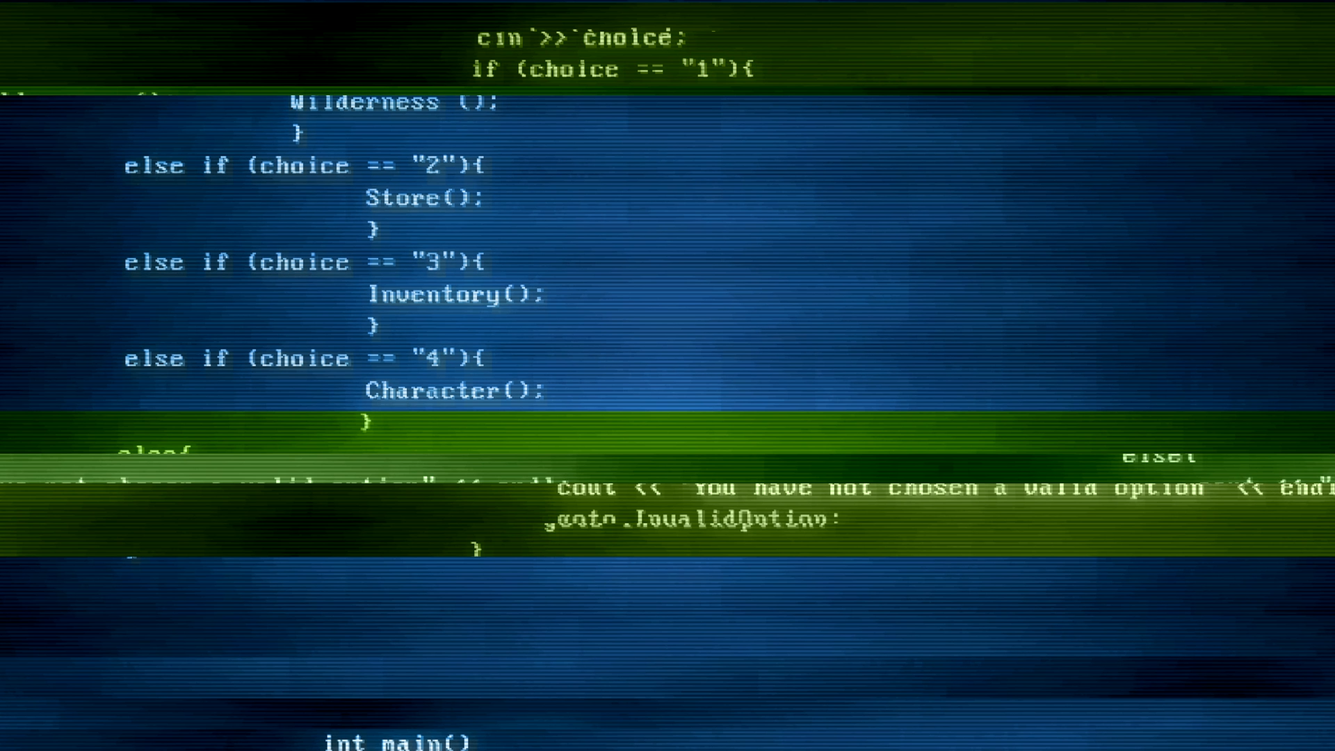 Glitching code on a screen