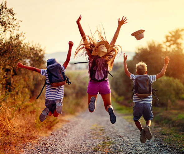 Children running having fun outside