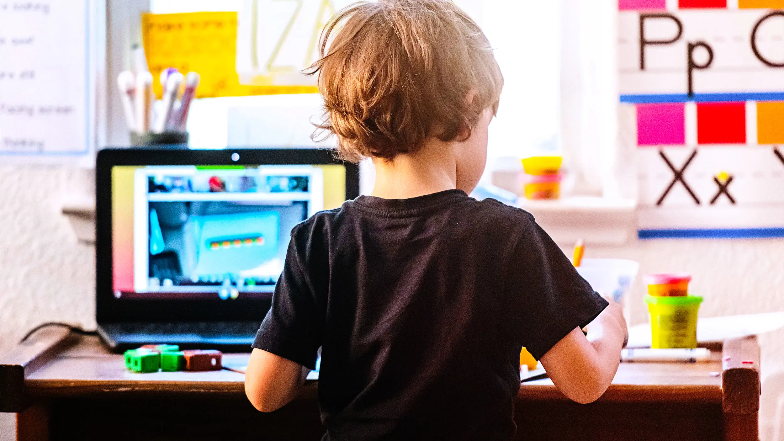 Boy looking at computer