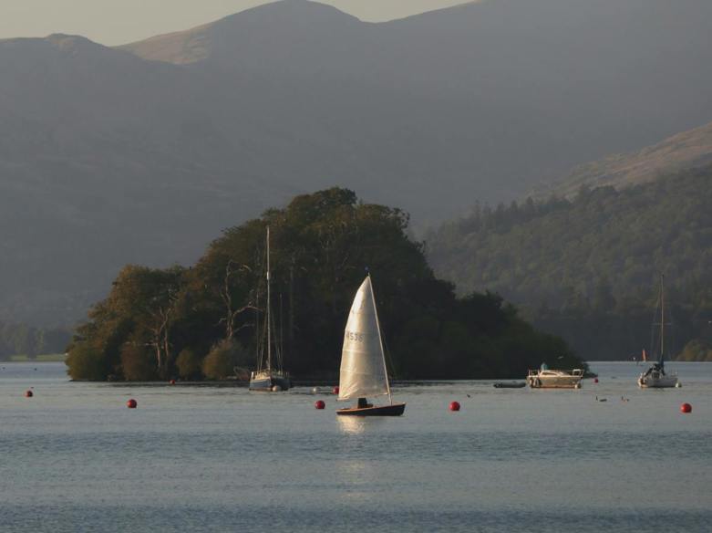 Serene Sail Boat on Lake Windermere in the Lake District