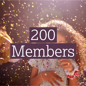 Graphic showing '200 members' in bold 