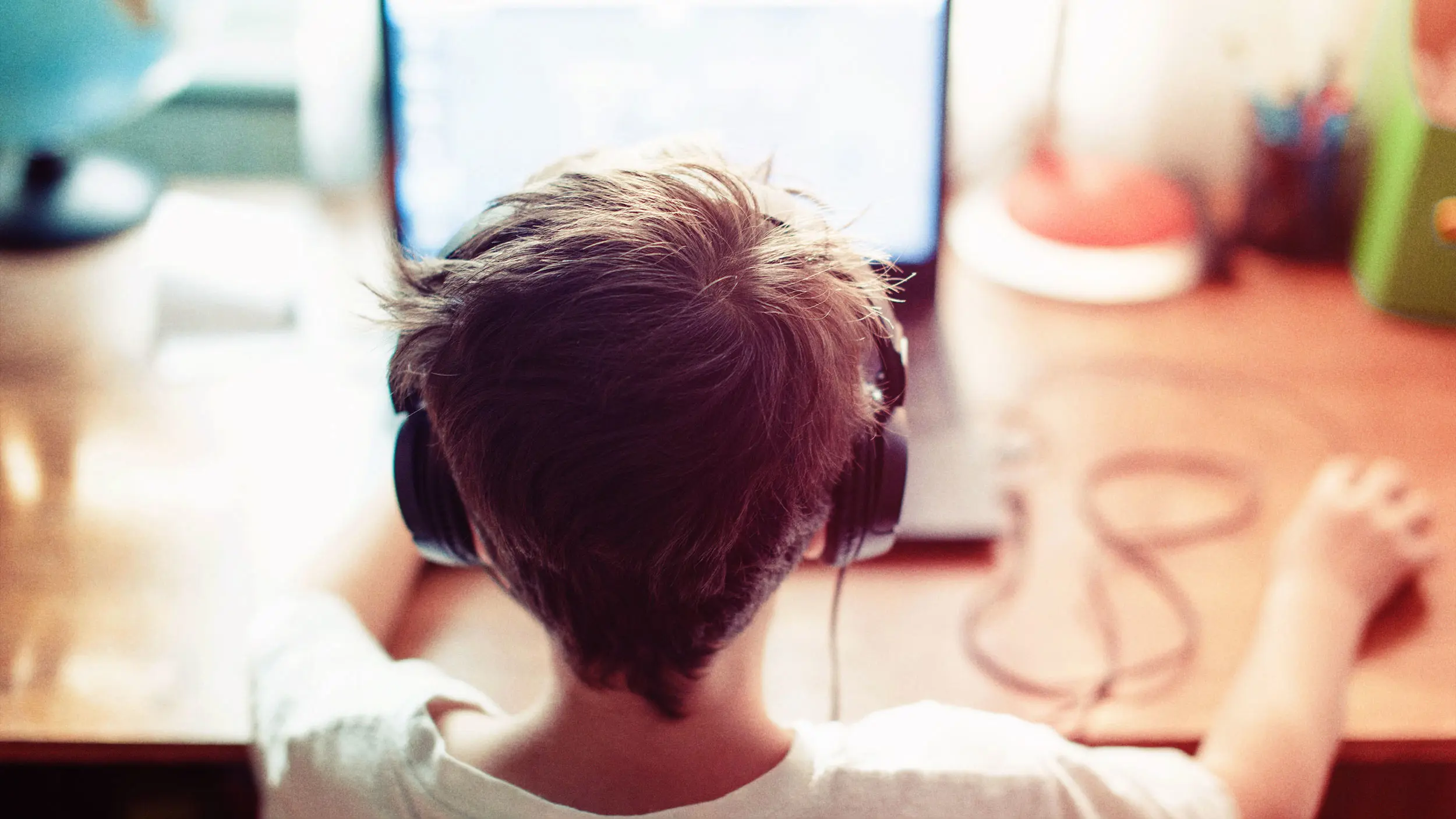 Boy looking at computer